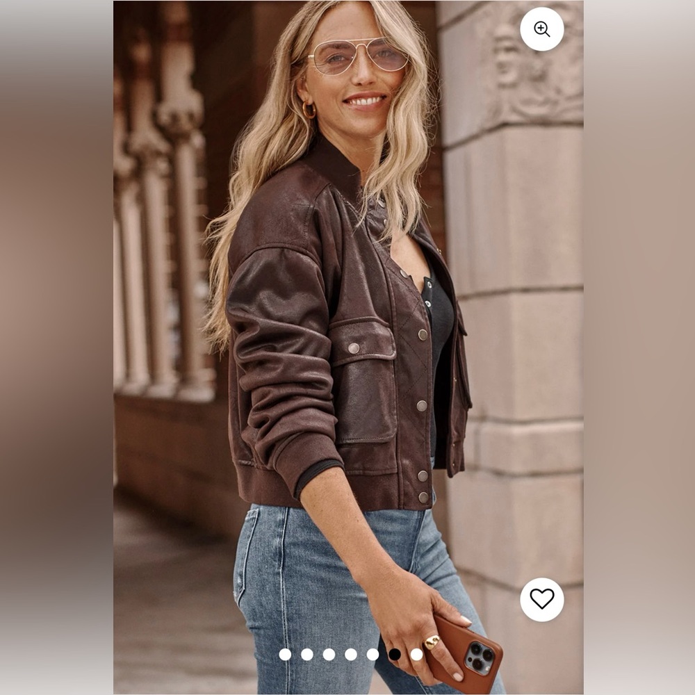 NWT Evereve Aviator bomber jacket brown Med